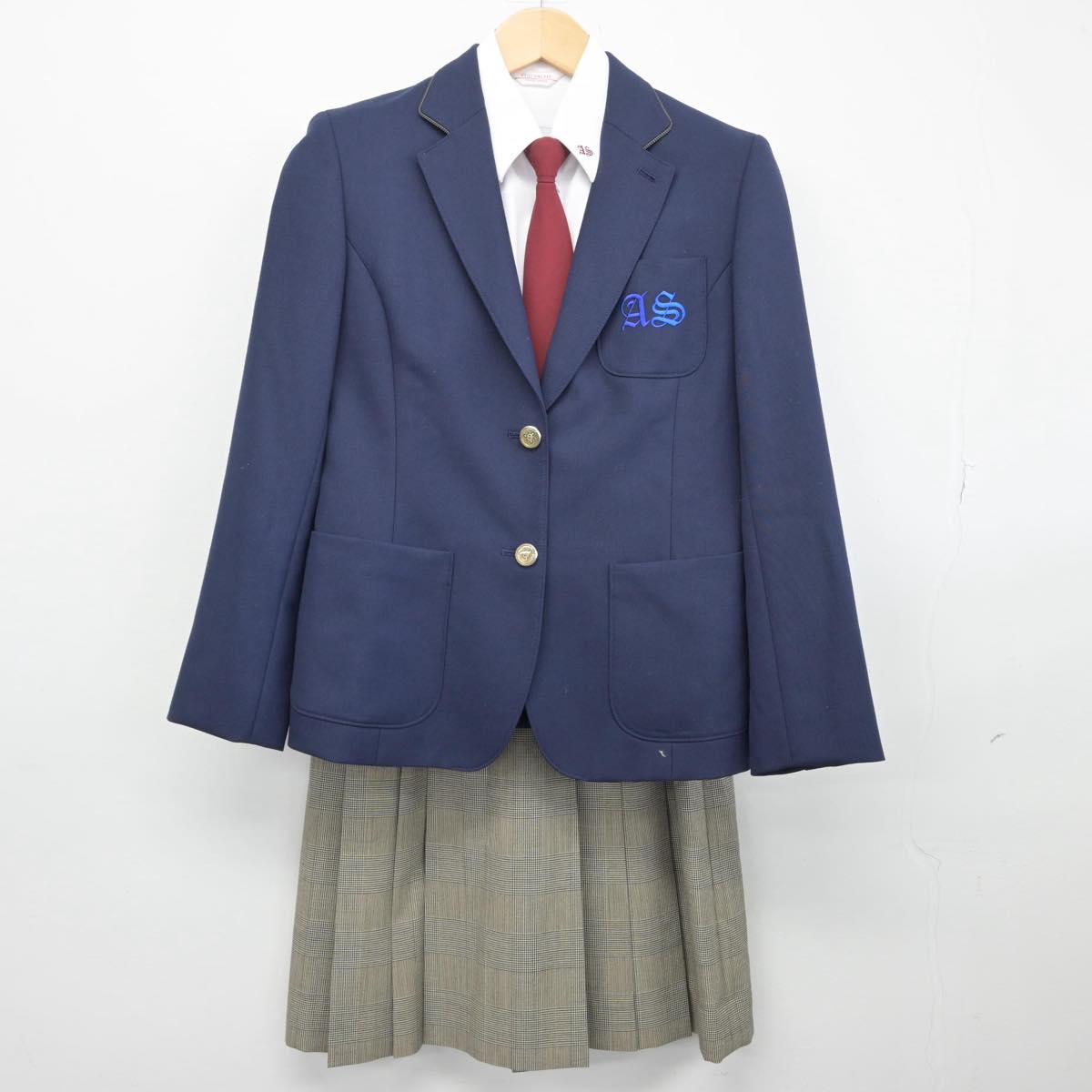 【中古】福島県 安積第二中学校 女子制服 5点（ブレザー・ベスト・シャツ・スカート）sf028673