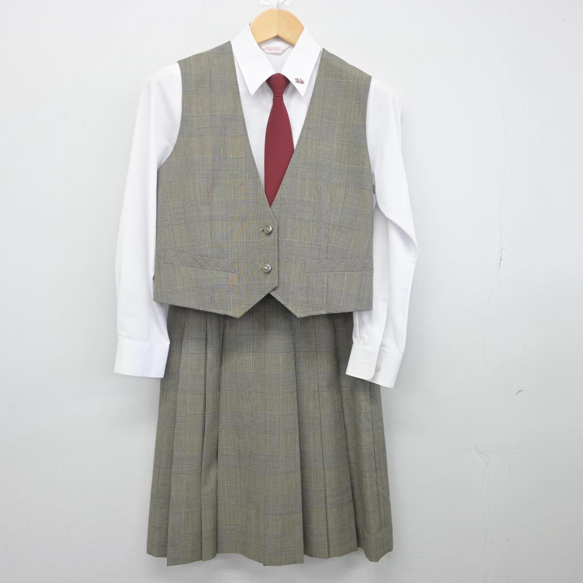 【中古】福島県 安積第二中学校 女子制服 5点（ブレザー・ベスト・シャツ・スカート）sf028673