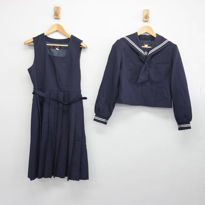 【中古】東京都 亀戸中学校 女子制服 3点（セーラー服・ジャンパースカート）sf028695