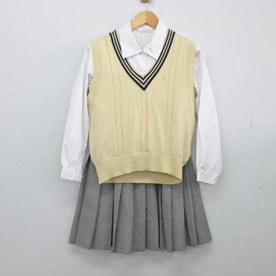 【中古】愛知県 古知野高等学校 女子制服 3点（シャツ・ニットベスト・スカート）sf028710