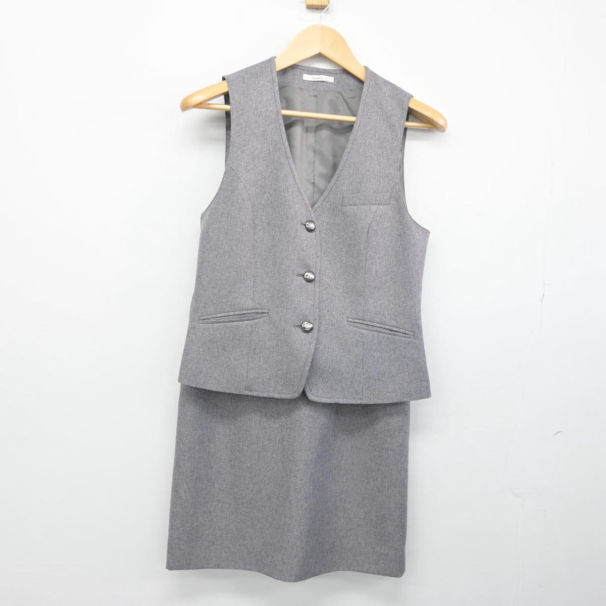 【中古】 事務服 女子制服 3点（ベスト・スカート）sf028754