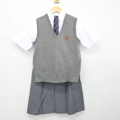 【中古】神奈川県 湘南工科大学附属高等学校 女子制服 4点（ニットベスト・シャツ・スカート）sf028765