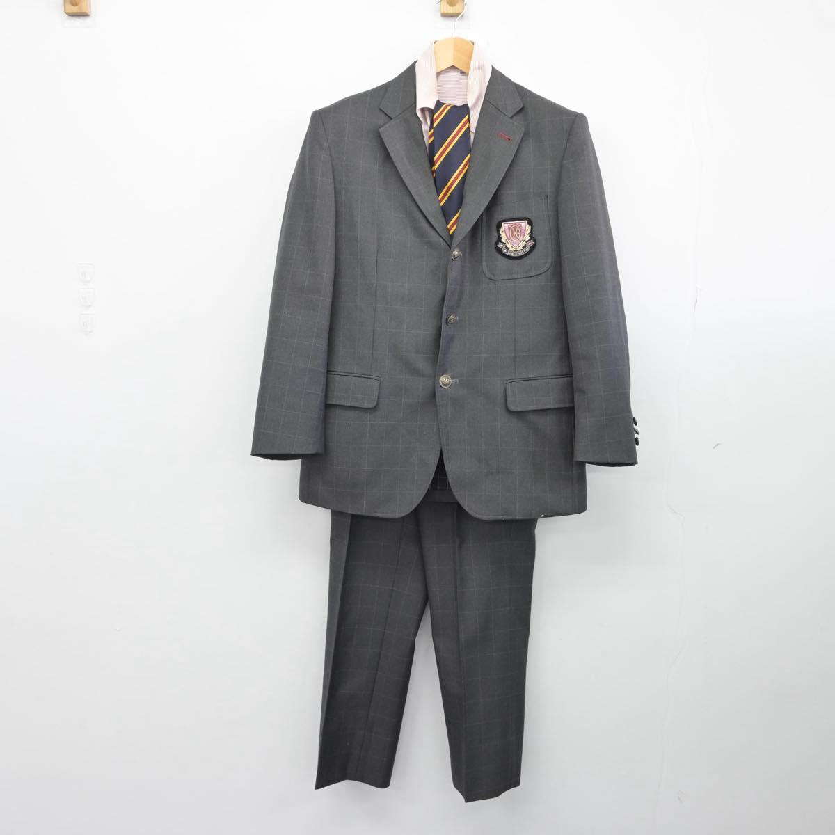 【中古】熊本県 九州学院中学校 男子制服 5点（ブレザー・ニット・シャツ・ズボン）sf028817