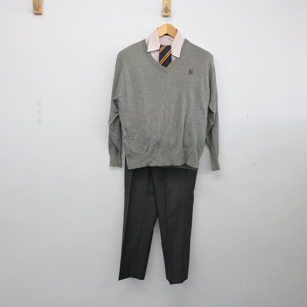 【中古】熊本県 九州学院中学校 男子制服 5点（ブレザー・ニット・シャツ・ズボン）sf028817