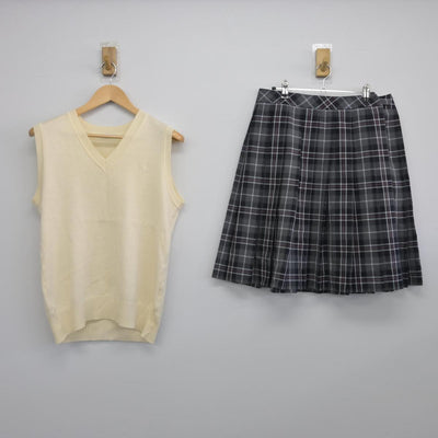 【中古】埼玉県 栗橋北彩高等学校 女子制服 2点（ニットベスト・スカート）sf028834