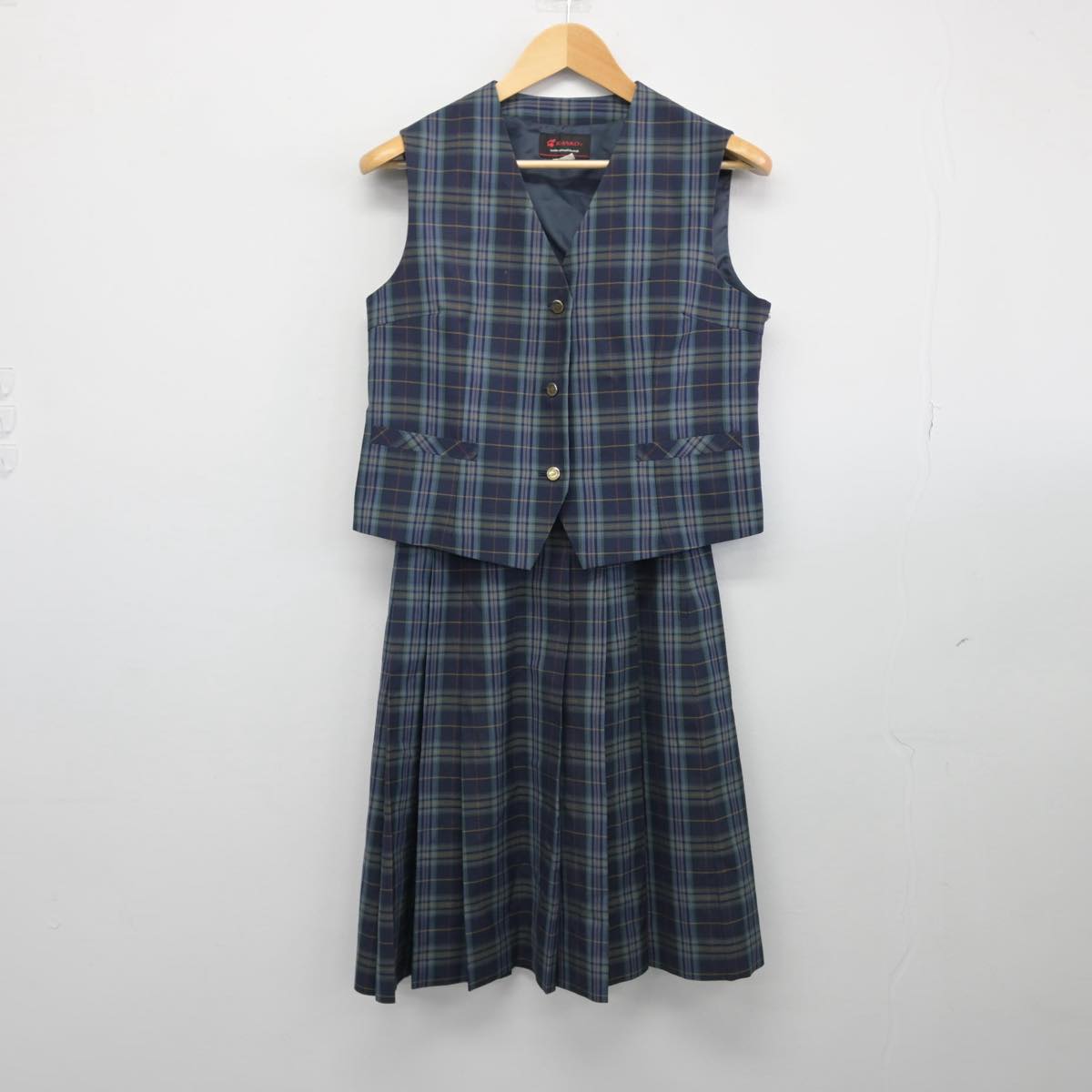 【中古】宮城県 仙台市立蒲町中学校 女子制服 2点（ベスト・スカート）sf028841