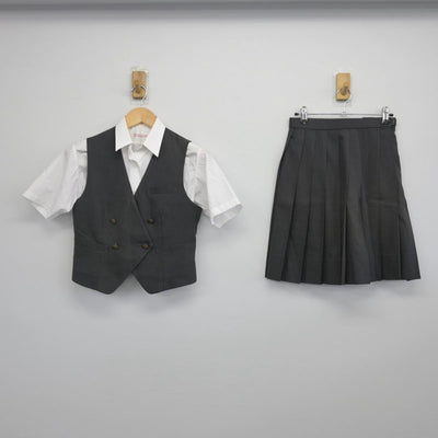 【中古】神奈川県 野川中学校 女子制服 3点（ベスト・シャツ・スカート）sf028860