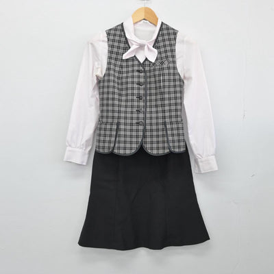 【中古】 事務服 女子制服 3点（ベスト・シャツ・スカート）sf028910