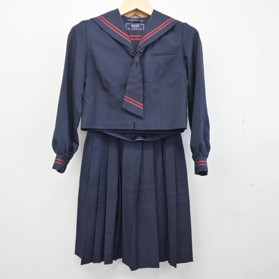 【中古】千葉県 東深井中学校 女子制服 3点（セーラー服・ジャンパースカート）sf028921