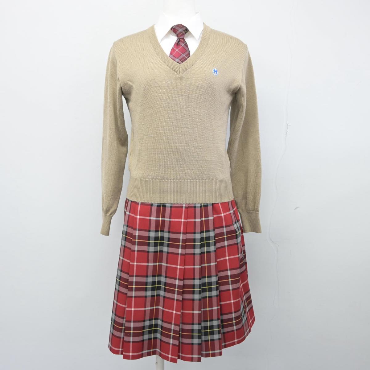 【中古】熊本県 熊本マリスト学園中学校 女子制服 5点（ブレザー・シャツ・ニット・スカート）sf028946