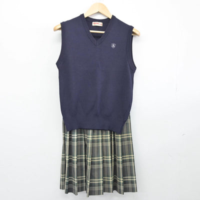 【中古】群馬県 四ツ葉学園中等教育学校 女子制服 2点（ニットベスト・スカート）sf028968