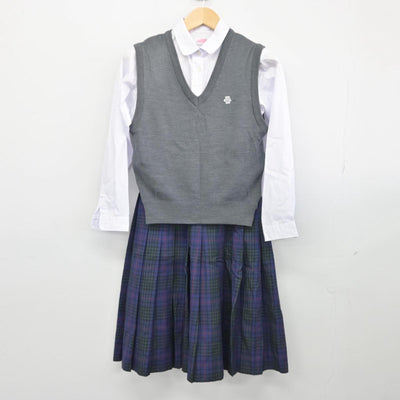 【中古】東京都 江戸川女子中学校・高等学校 女子制服 3点（ニットベスト・シャツ・スカート）sf028970