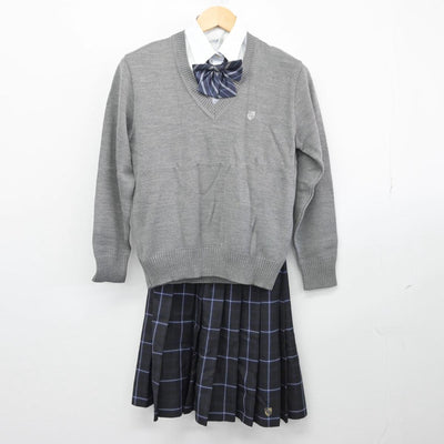 【中古】京都府 塔南高等学校 女子制服 5点（ブレザー・ニット・シャツ・スカート）sf028972