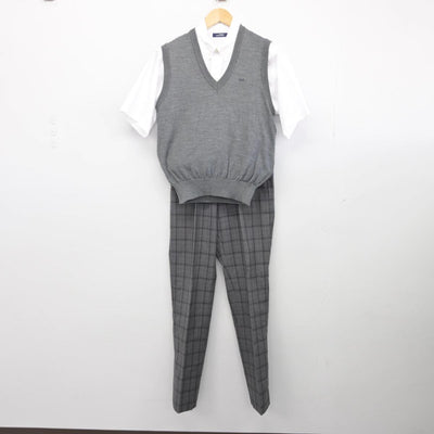 【中古】北海道 北海学園札幌高等学校 男子制服 5点（ニットベスト・シャツ・シャツ・シャツ・ズボン）sf028975