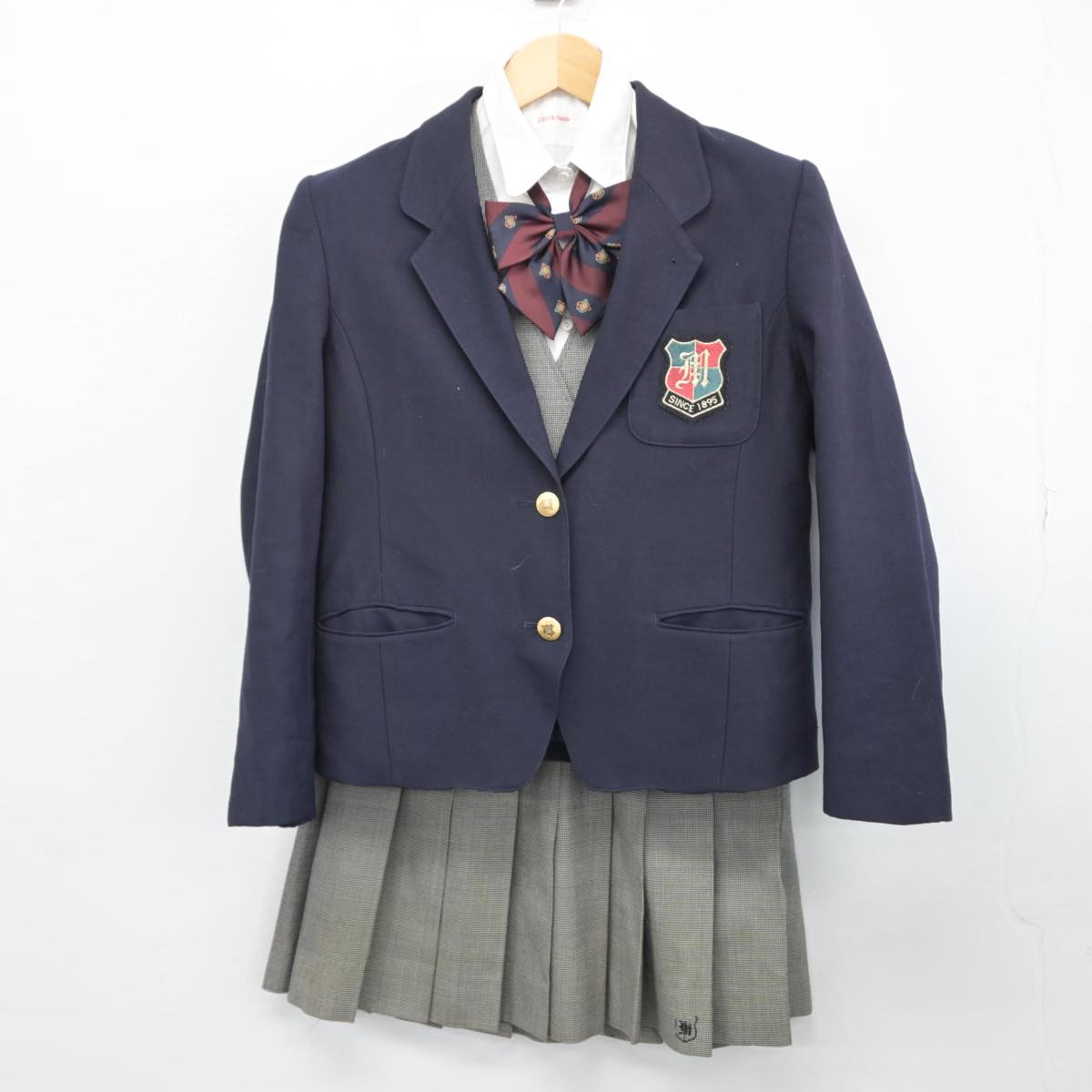 【中古】茨城県 水戸農業高等学校 女子制服 5点（ブレザー・ベスト・シャツ・スカート）sf028980