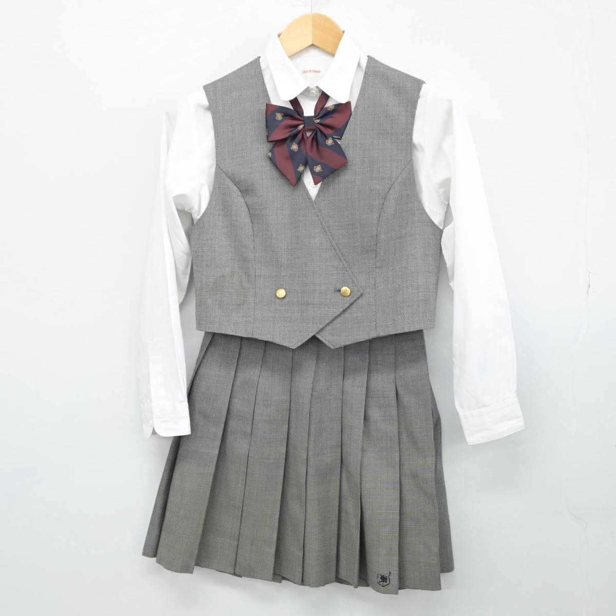 【中古】茨城県 水戸農業高等学校 女子制服 5点（ブレザー・ベスト・シャツ・スカート）sf028980