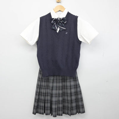 【中古】神奈川県 白鵬女子高等学校 女子制服 4点（ニットベスト・シャツ・スカート）sf028999