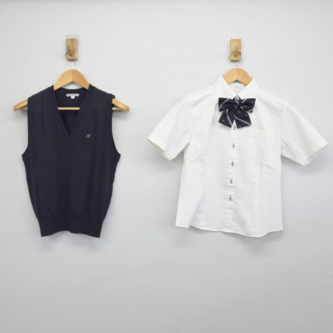 白鵬女子　スカート ブラウス ベスト 中古制服】神奈川県 白鵬女子高等学校 女子制服 4点（ニット