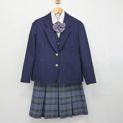 【中古】青森県 千葉学園高等学校 女子制服 5点（ブレザー・ベスト・シャツ・スカート）sf029016