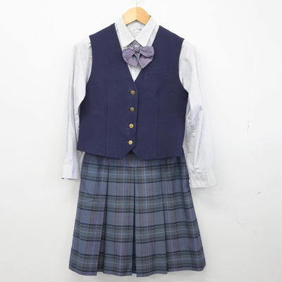 【中古】青森県 千葉学園高等学校 女子制服 5点（ブレザー・ベスト・シャツ・スカート）sf029016