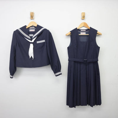 【中古】茨城県 土浦市立第一中学校 女子制服 2点（セーラー服・ジャンパースカート）sf029062