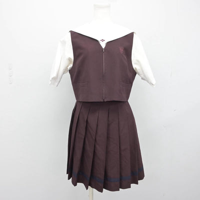 【中古】群馬県 共愛学園高等学校 女子制服 3点（ベスト・セーラー服・スカート）sf029143