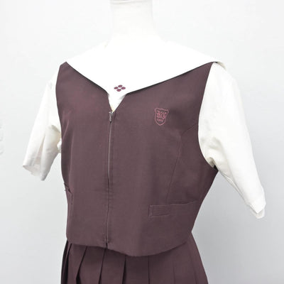 【中古】群馬県 共愛学園高等学校 女子制服 3点（ベスト・セーラー服・スカート）sf029143