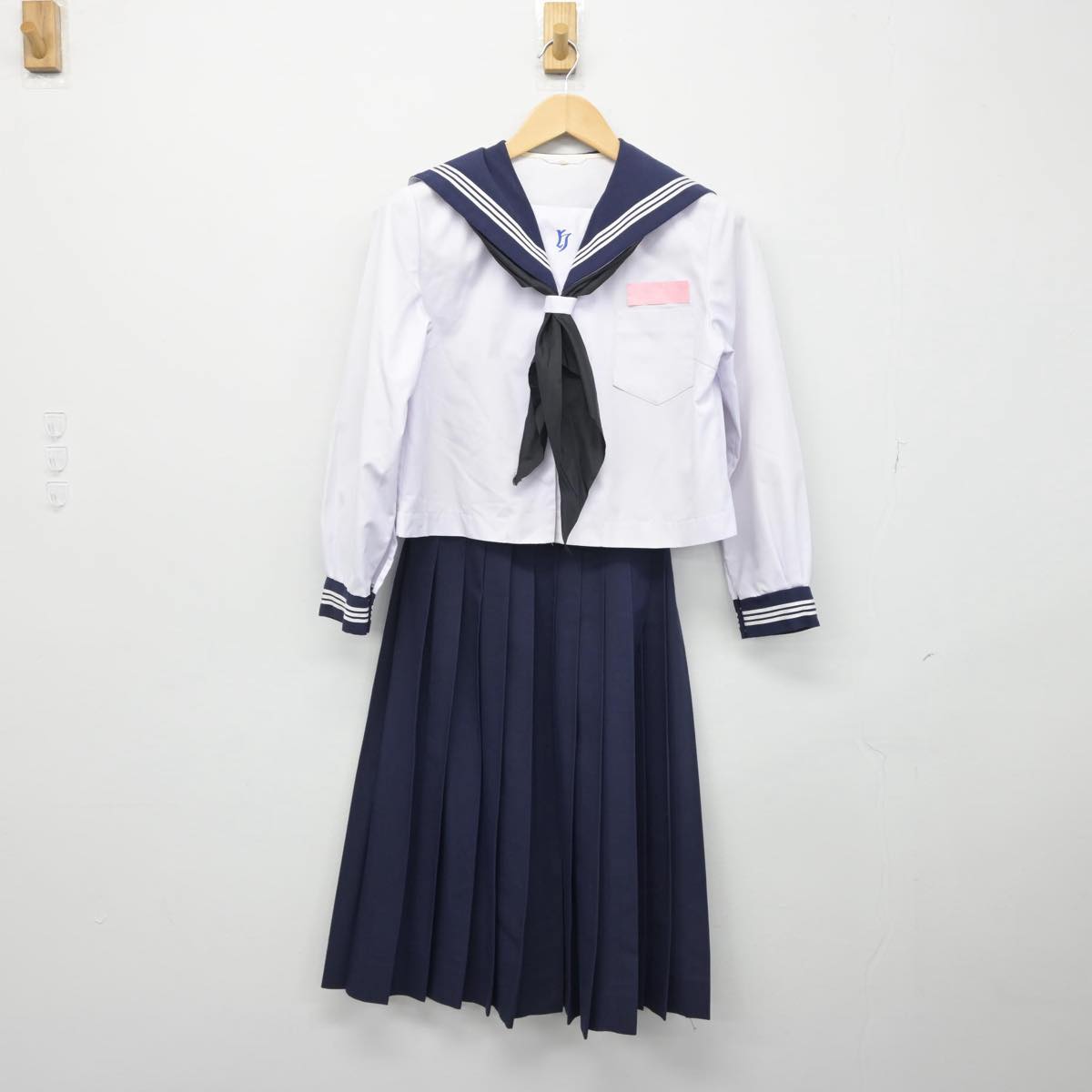 【中古】宮崎県 国富町本庄中学校 女子制服 3点（セーラー服・スカート）sf029171