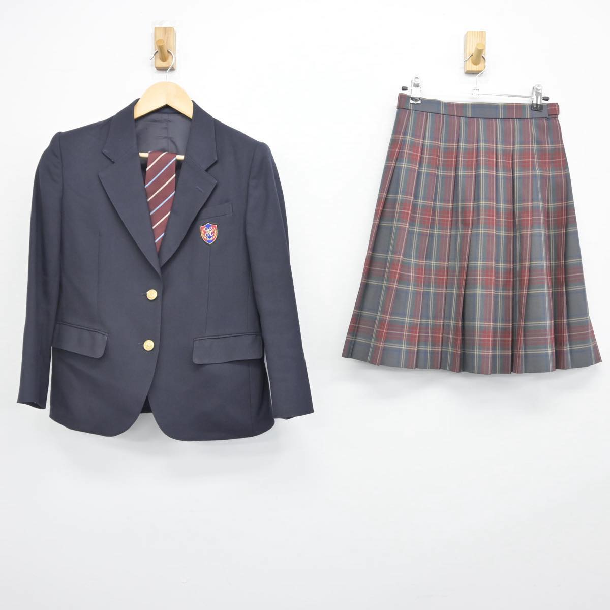 【中古】東京都 山崎高等学校 女子制服 3点（ブレザー・スカート）sf029191