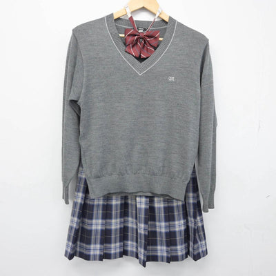 【中古】東京都 山崎高等学校 女子制服 3点（ニット・スカート）sf029192