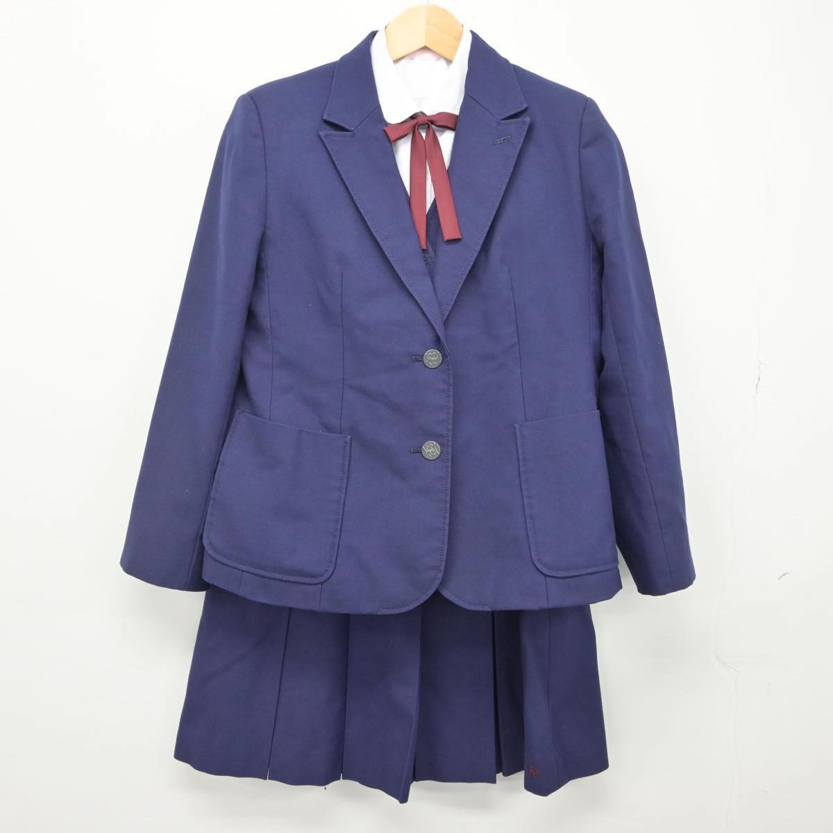 【中古】愛知県 瀬戸高等学校 女子制服 5点（ブレザー・シャツ・ベスト・スカート）sf029201