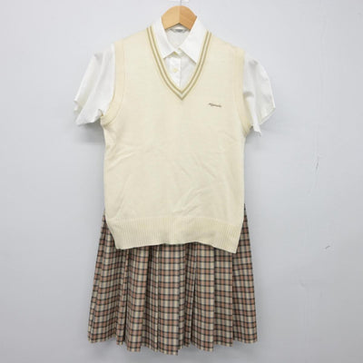 【中古】福島県 福島東高等学校 女子制服 4点（シャツ・ニットベスト・スカート）sf029205