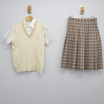 【中古】福島県 福島東高等学校 女子制服 4点（シャツ・ニットベスト・スカート）sf029205