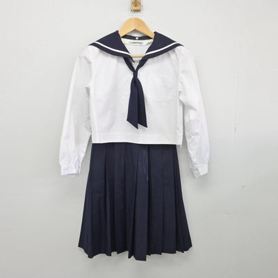 【中古】福島県 福島大学附属中学校 女子制服 3点（セーラー服・スカート）sf029231