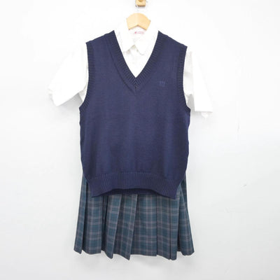 【中古】埼玉県 皆野高等学校 女子制服 4点（ニットベスト・シャツ・スカート）sf029243