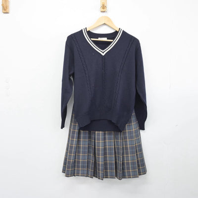 【中古】愛媛県 今治南高等学校 女子制服 2点（ニット・スカート）sf029316