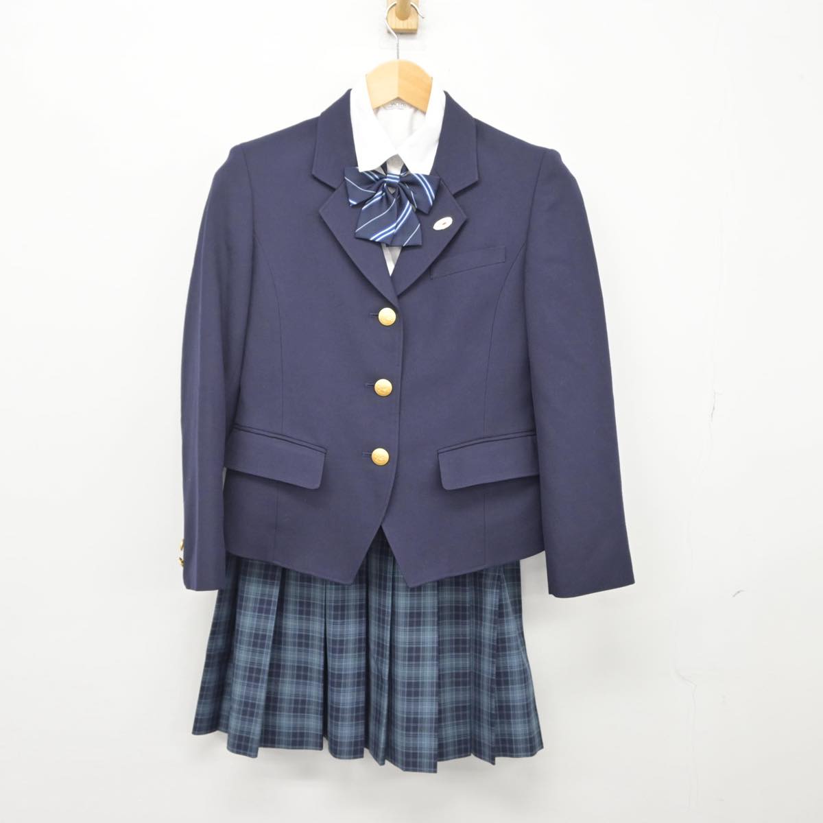 【中古】千葉県 敬愛学園高等学校 女子制服 5点（ブレザー・ニット・シャツ・スカート）sf029318