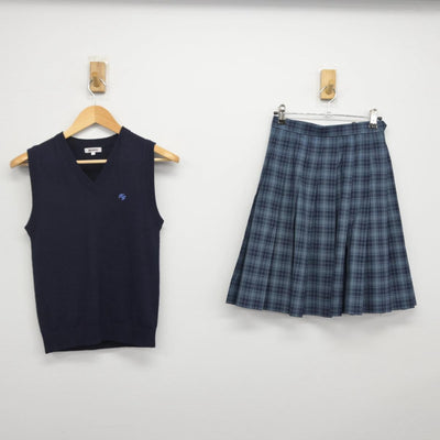 【中古】千葉県 敬愛学園高等学校 女子制服 2点（ニットベスト・スカート）sf029320