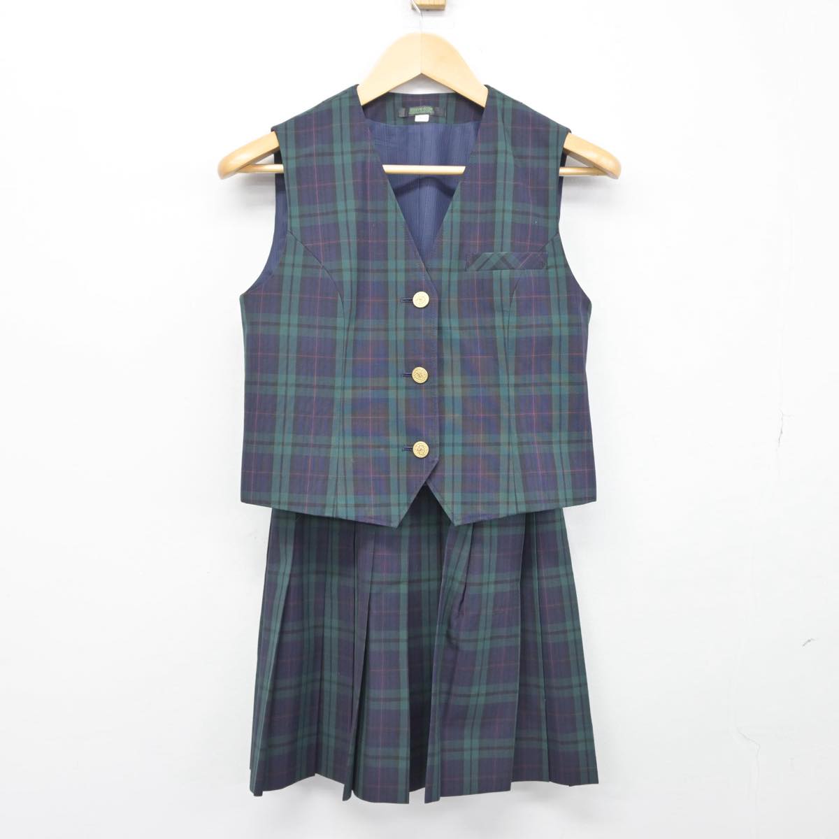 【中古】福岡県 誠修高等学校 女子制服 2点（ベスト・スカート）sf029327