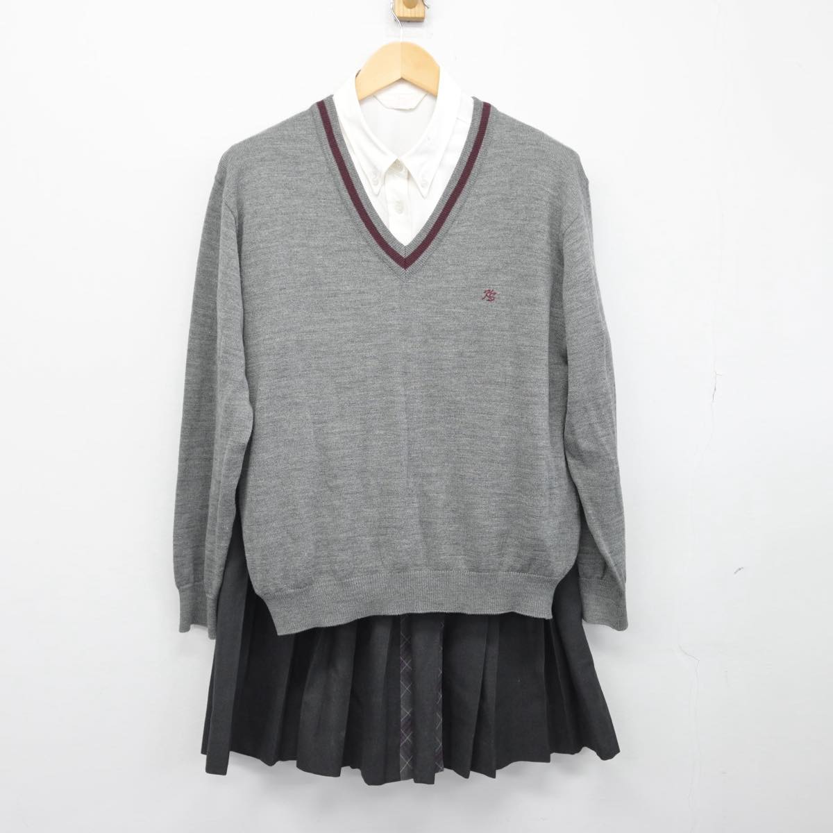 【中古】山梨県 甲斐清和高等学校 女子制服 4点（ブレザー・ニット・シャツ・スカート）sf029332