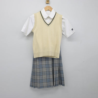 【中古】東京都 國學院高等学校 女子制服 3点（シャツ・ニットベスト・スカート）sf029383