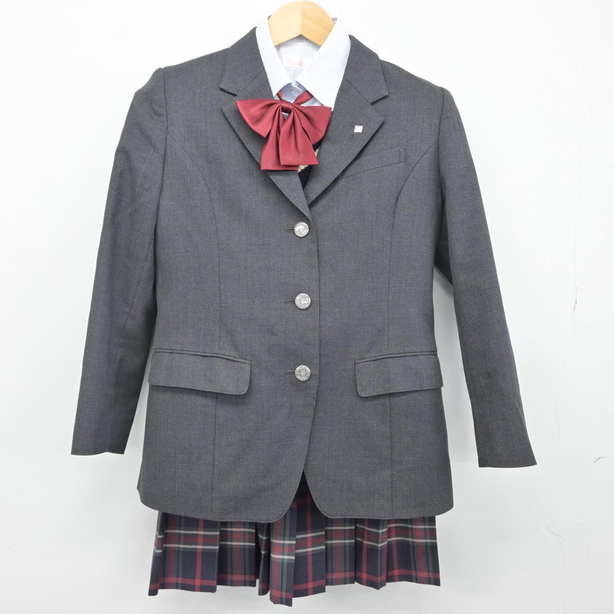 【中古】北海道 札幌大谷高等学校 女子制服 6点（ブレザー・シャツ・ニット・スカート）sf029478