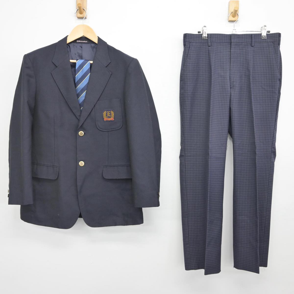 【中古】愛知県 栄徳高等学校 男子制服 3点（ブレザー・ズボン）sf029485