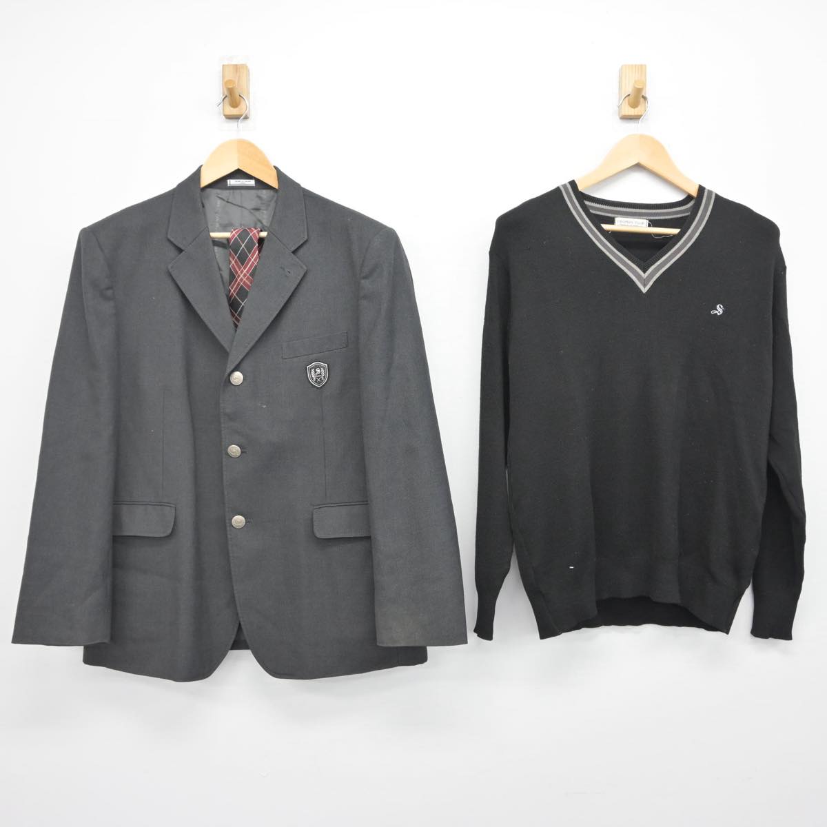 【中古】愛知県 清林館高等学校 男子制服 4点（ブレザー・ニット・ズボン）sf029518