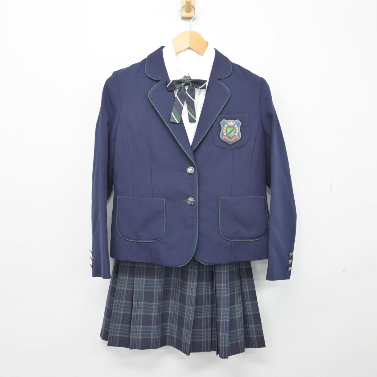 【中古】東京都 國學院高等学校 女子制服 5点（ブレザー・ニット・シャツ・スカート）sf029548