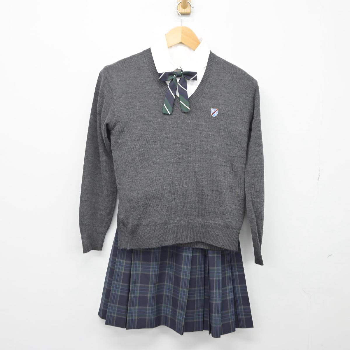 【中古】東京都 國學院高等学校 女子制服 5点（ブレザー・ニット・シャツ・スカート）sf029548