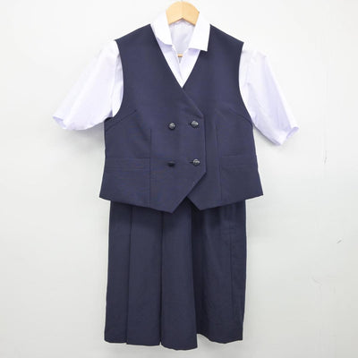 【中古】群馬県 高崎東高等学校 女子制服 3点（ベスト・シャツ・スカート）sf029631