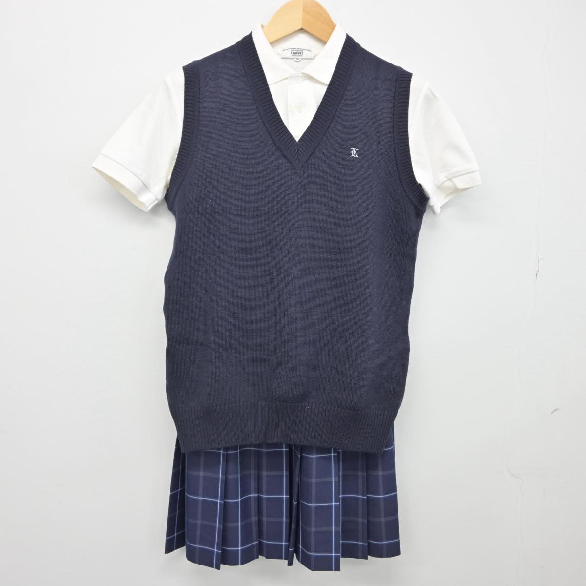 【中古】東京都 駒込高等学校 女子制服 3点（ベスト・シャツ・スカート）sf029651