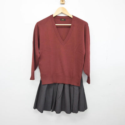 【中古】大阪府 扇町総合高等学校 女子制服 2点（ニット・スカート）sf029668