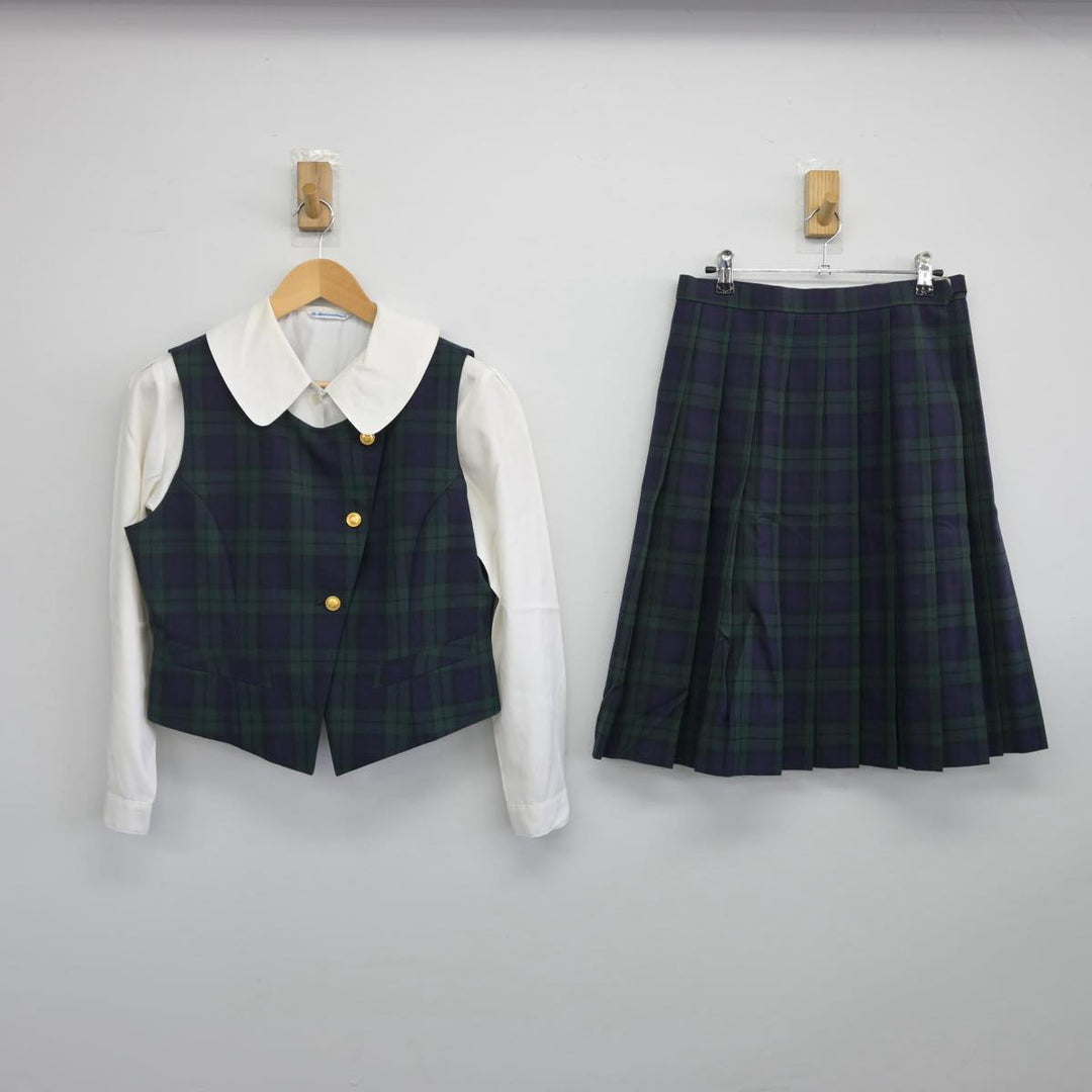 【中古】三重県 暁中学校高等学校 女子制服 4点（ブレザー・ベスト・シャツ・スカート）sf029697